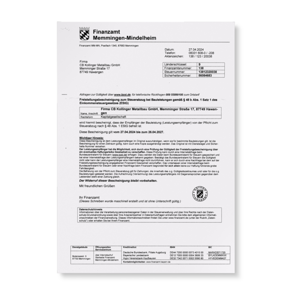 Download Freistellungsbescheinigung